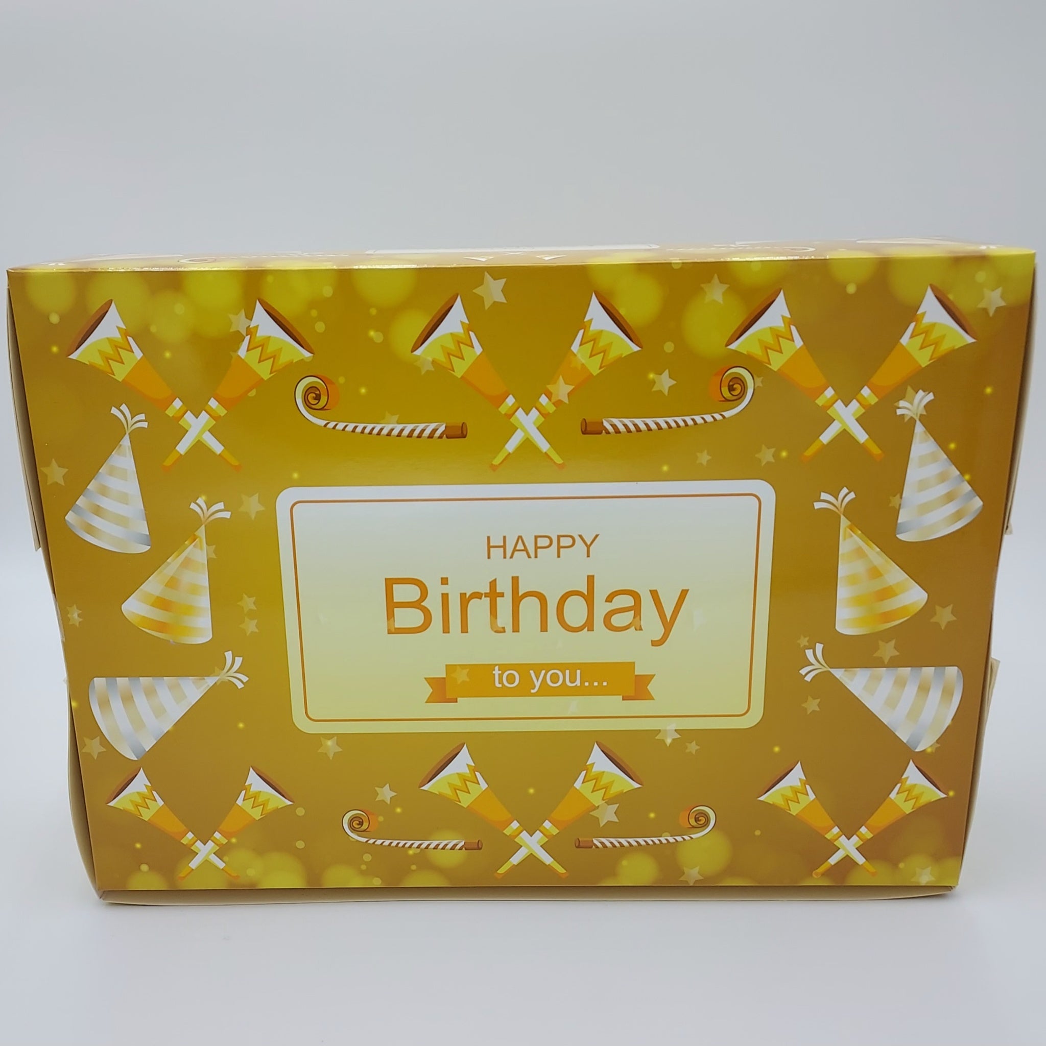 Gold W/ Horns and Balloons Happy Birthday Box